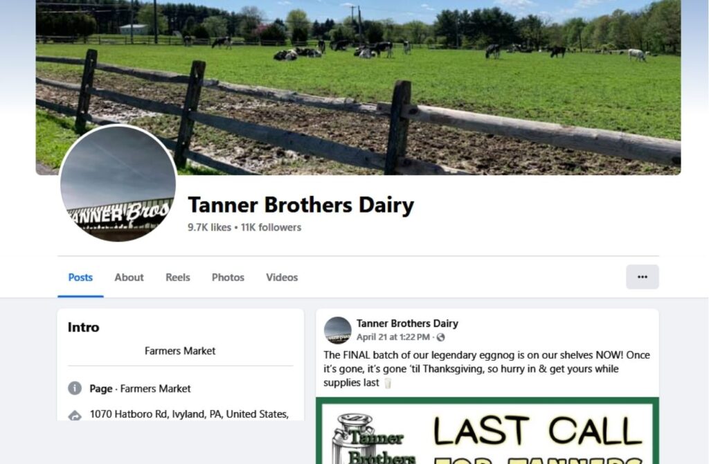Tanner Brothers Dairy is a Bucks County ice cream shop situated on a farm.