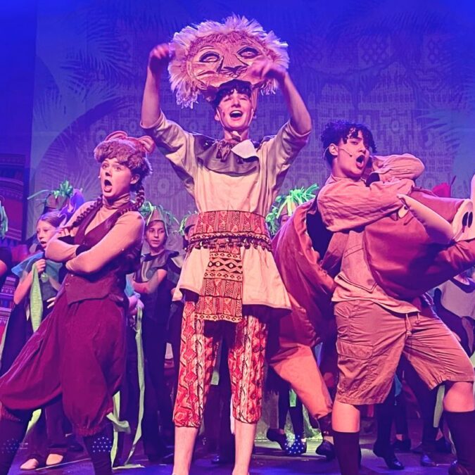 Kids on stage performing Disney's The Lion King at Music Mountain Theatre in Lambertville, NJ.