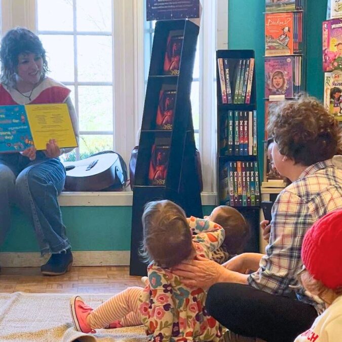 Story time at JaZams in Bucks County.