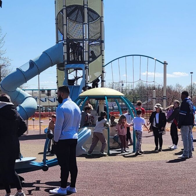 Parents and kids enjoy a day at Imagination Land Playground in Bucks County.