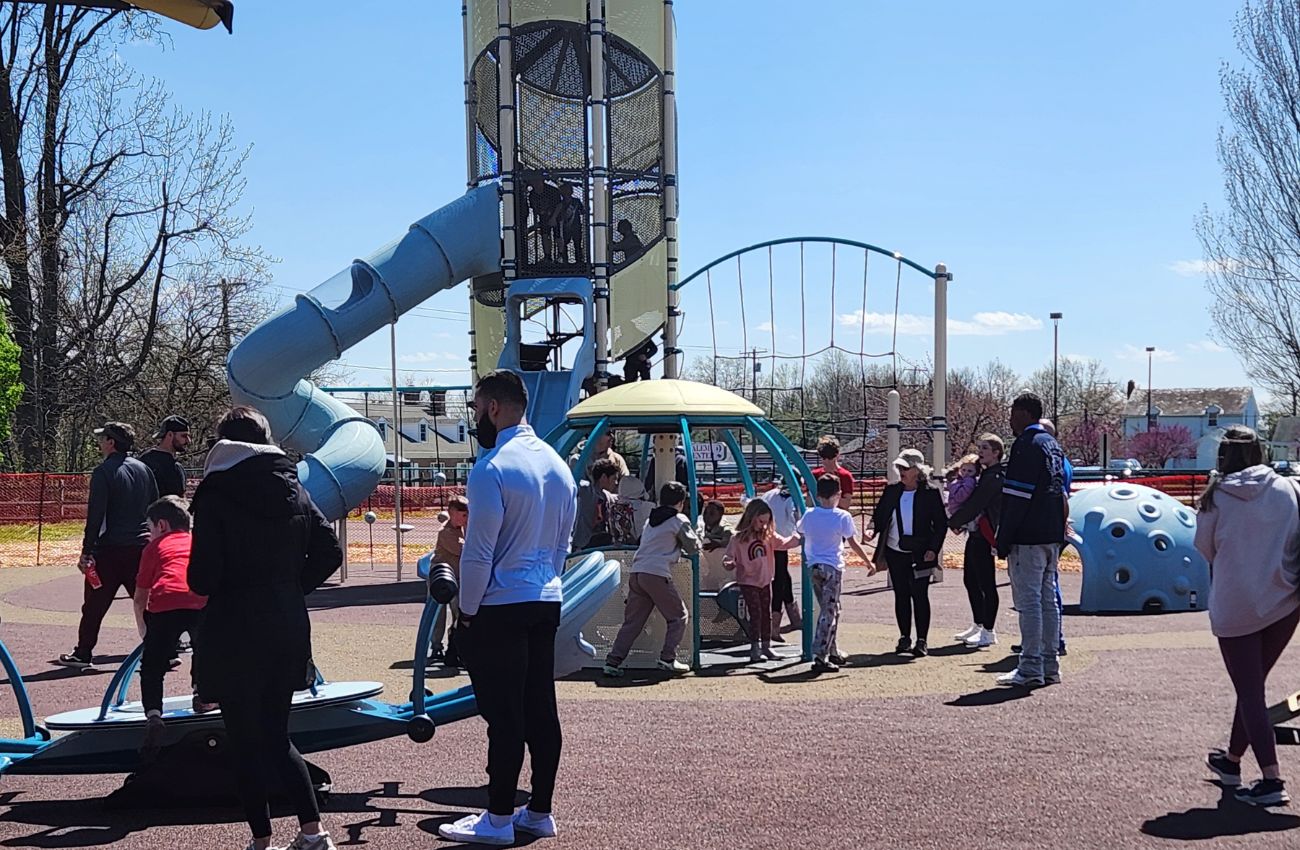 Parents and kids enjoy a day at Imagination Land Playground in Bucks County.