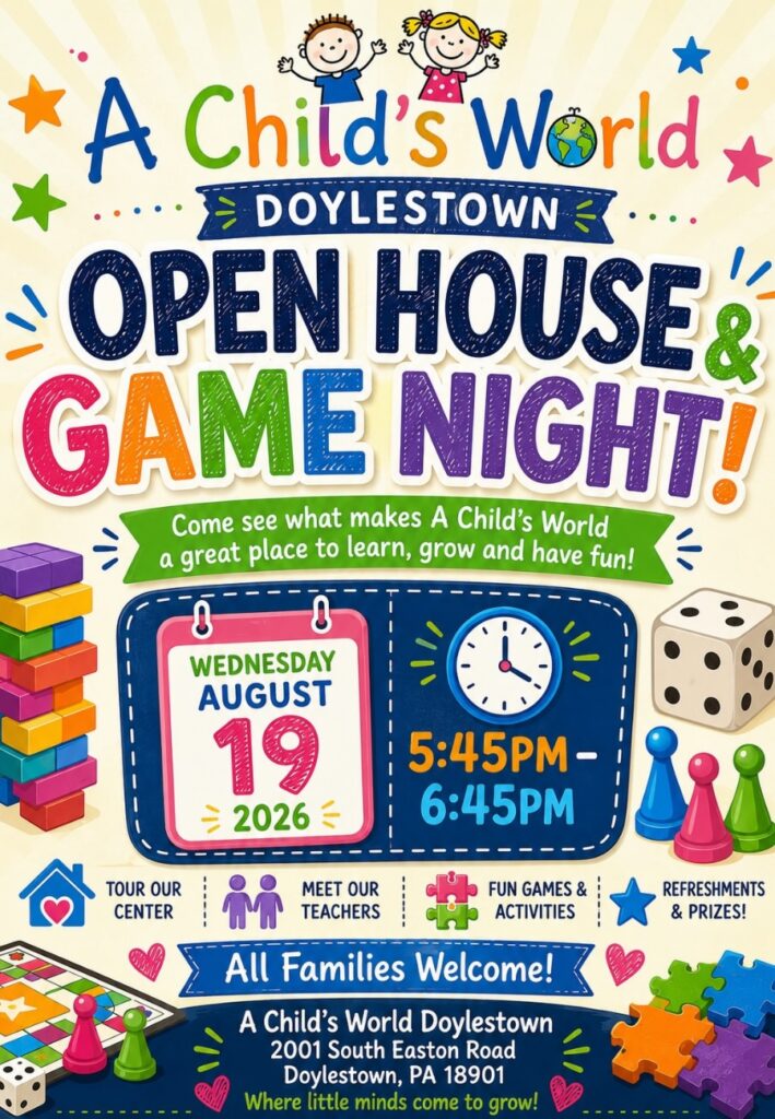 Flyer for Game Night at A Child's World - Doylestown