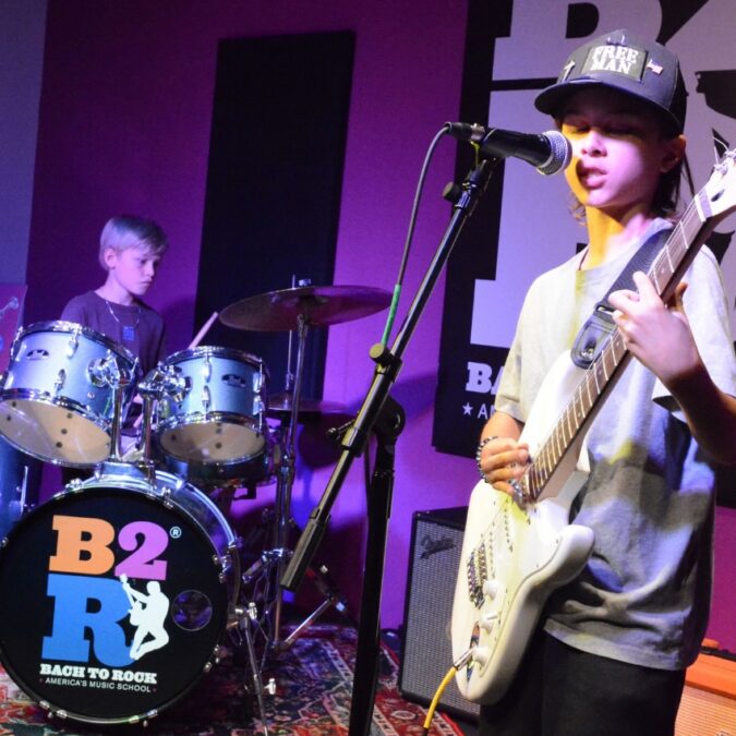 Kids play in a band at Bach to Rock Warminster in Warminster, PA