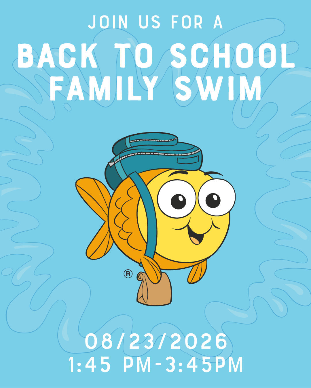 Flyer for 2026 Back-to-School Swim Event at Goldfish Swim School - Doylestown