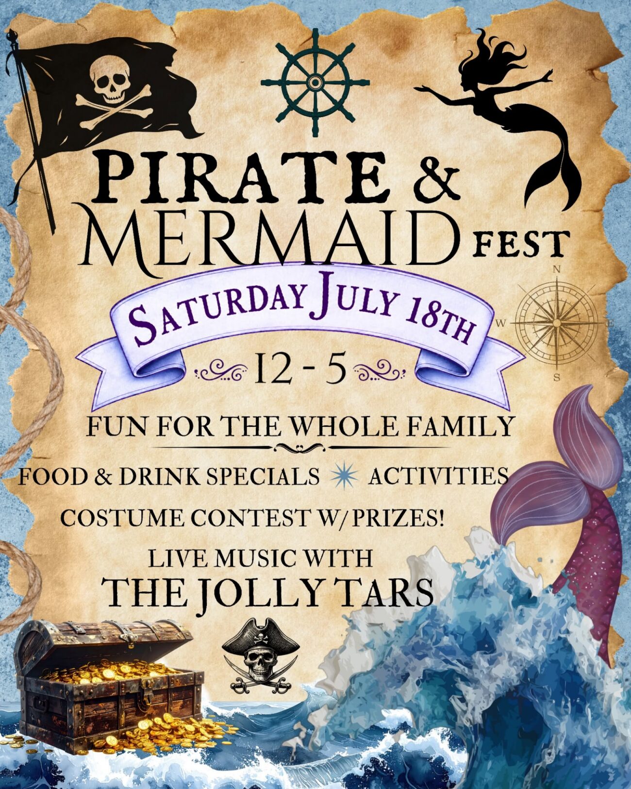 Flyer for 2026 Pirate and Mermaid Fest at Descendants Brewing Company at the Old Ship Inn in Milford, NJ