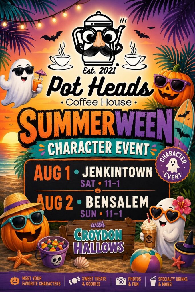 2026 Flyer for Summerween Event at Pot Heads Coffee House in Bensalem, PA