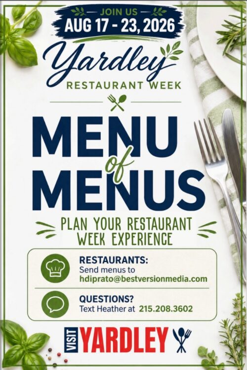 Flyer for Yardley Restaurant Week Summer 2026