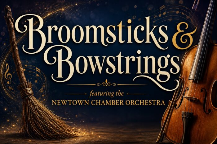 Flyer for Broomsticks & Bowstrings with the Newtown Chamber Orchestra