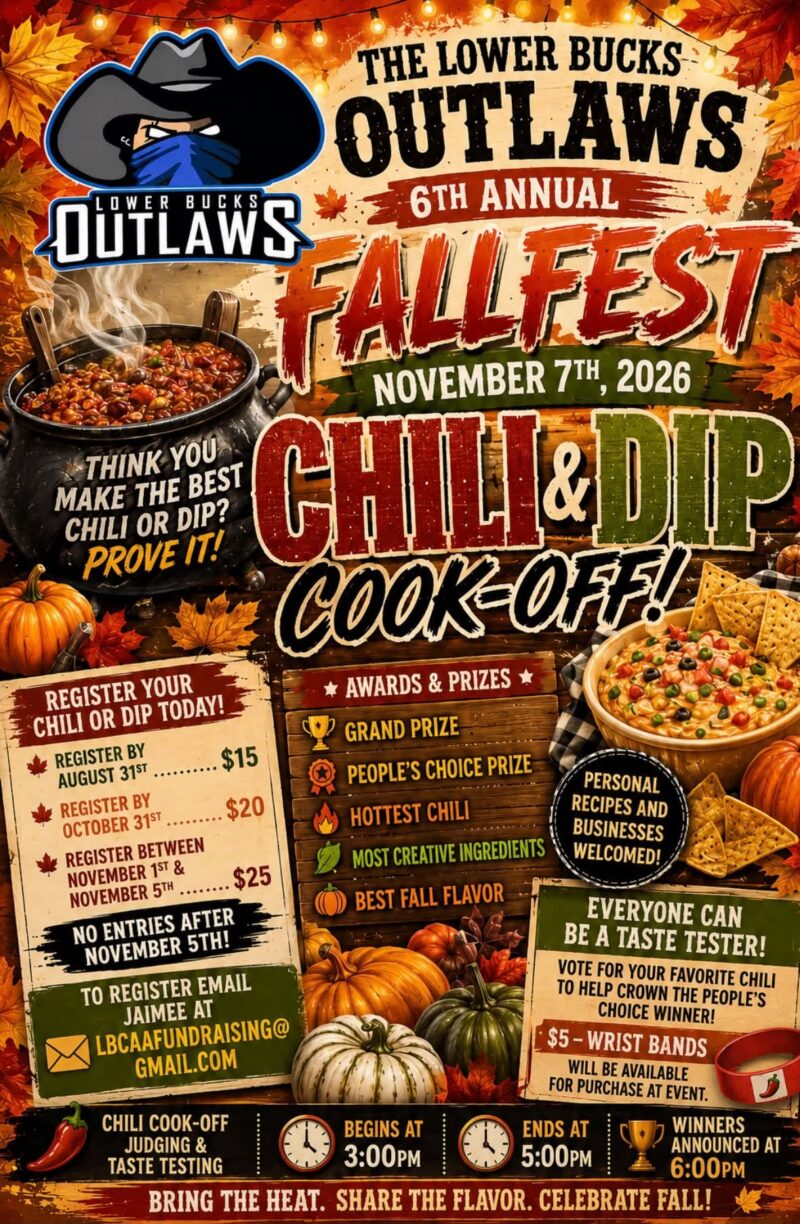 Flyer for 2026 Fall Fest in Croydon, hosted by the Lower Bucks Outlaws