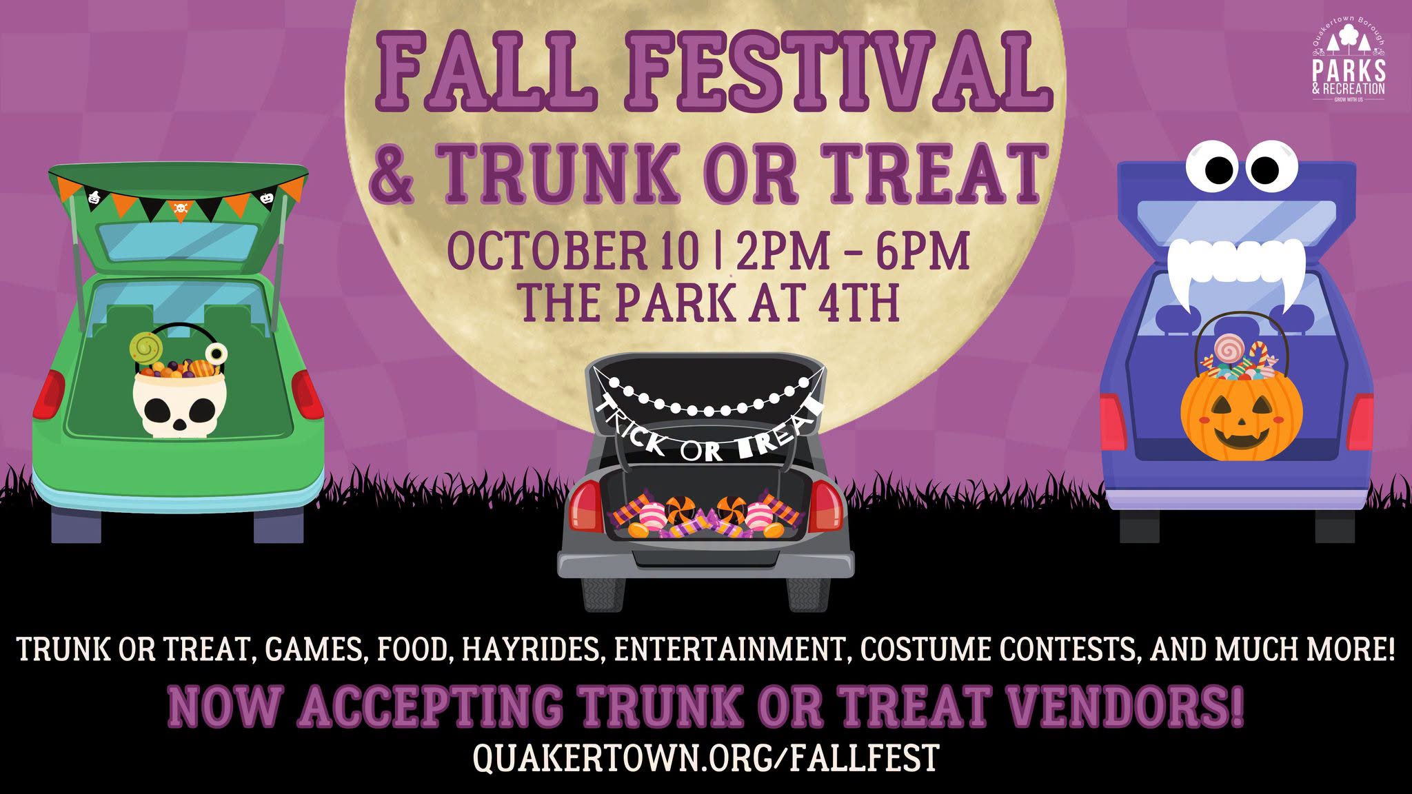 Flyer for 2026 Fall Festival and Trunk or Treat in Quakertown
