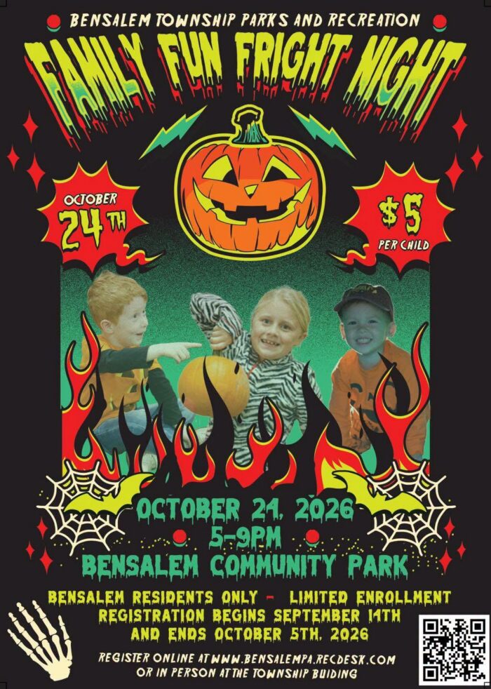 Flyer for Bensalem Family Fun Fright Night 2026