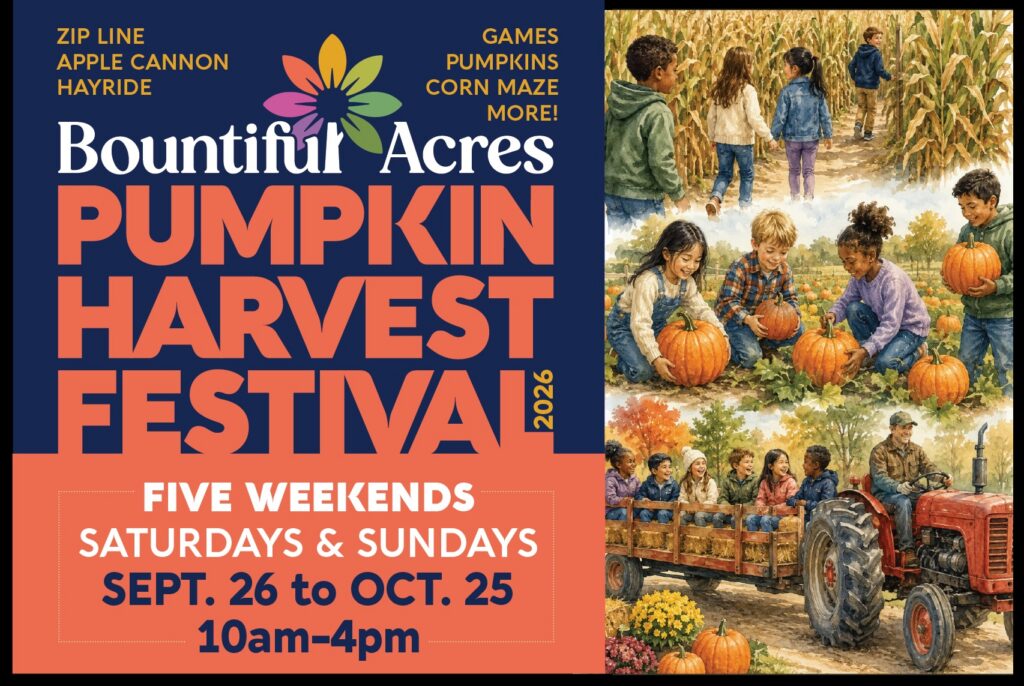 Flyer for Bountiful Acres Pumpkin Harvest Festival 2026